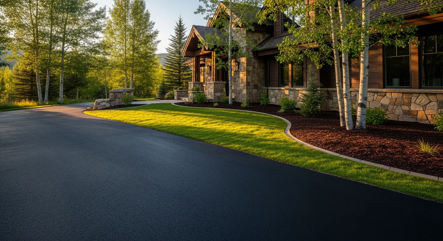 Freshly sealcoated Park City driveway